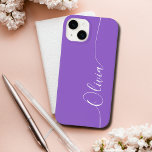 Ametyst White Elegant Calligraphy-skript Namn<br><div class="desc">Amethyst Elegant White Calligraphy Script Anpassningsbar Personlig Namn iPhone 14 Smart Phone Case har en modern och enkel design för trendig och snyggt med din personlig namn i elegant-handskriven calligraphy-skripttypografi på en ametyst bakgrund. Designad av ©Evco Studio www.zazzle.com/store/evcostudio</div>