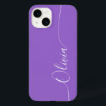 Ametyst White Elegant Calligraphy-skript Namn<br><div class="desc">Amethyst Elegant White Calligraphy Script Anpassningsbar Personlig Namn iPhone 14 Smart Phone Case har en modern och enkel design för trendig och snyggt med din personlig namn i elegant-handskriven calligraphy-skripttypografi på en ametyst bakgrund. Designad av ©Evco Studio www.zazzle.com/store/evcostudio</div>