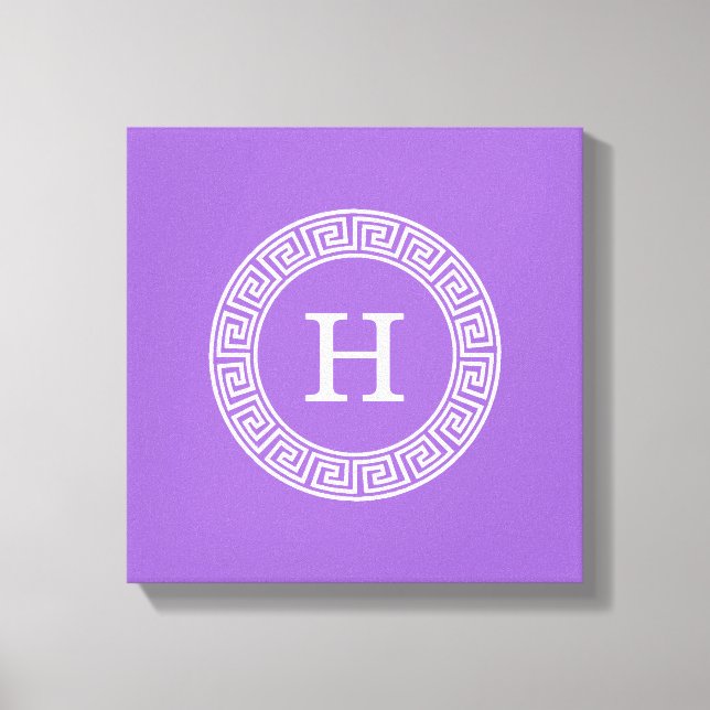 Ametyst Wht Grekiska Nyckel Rnd Ram Initial Monogr Canvastryck (Framsida)