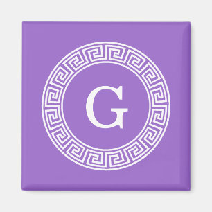 Ametyst Wht Grekiska Nyckel Rnd Ram Initial Monogr Magnet
