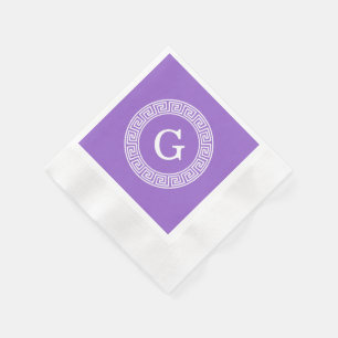 Ametyst Wht Grekiska Nyckel Rnd Ram Initial Monogr Pappersservett
