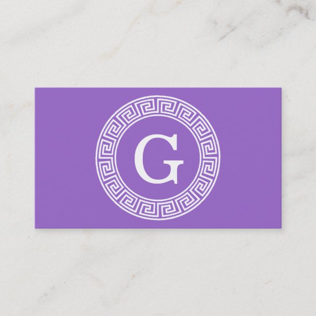 Ametyst Wht Grekiska Nyckel Rnd Ram Initial Monogr Visitkort (Framsida)