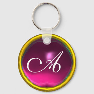 AMETYSTMONOGRAM, rosa gult Nyckelring