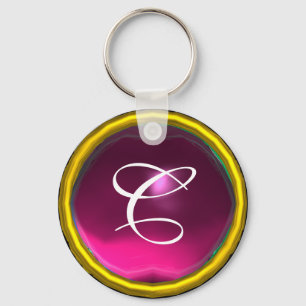 AMETYSTMONOGRAM, rosa gult Nyckelring