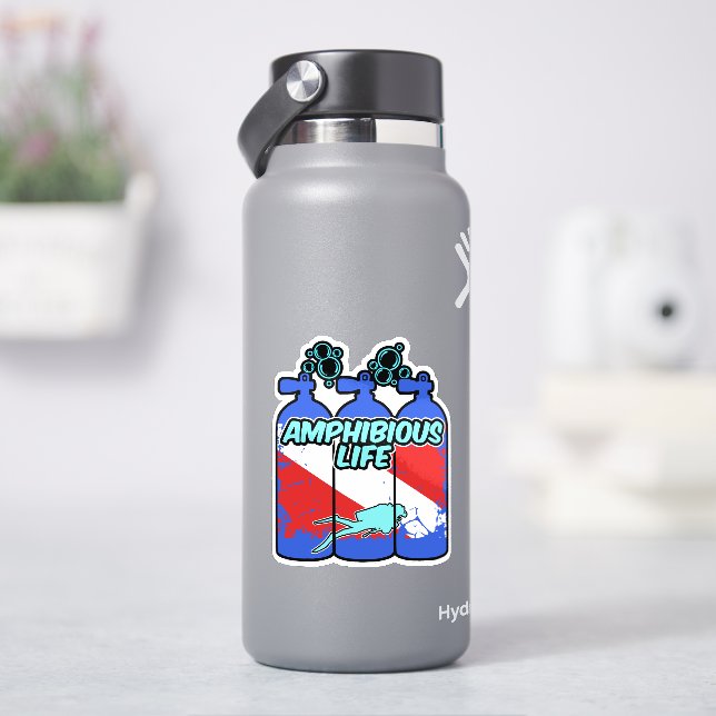 Amfibiskt Liv Scuba Dykning Dekal (HydroFlask)