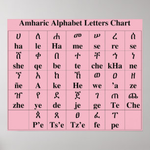 Amharic Alphabet Brev Chart - 33 grader Poster