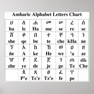 Amharic Alphabet Brev Chart - 33 grader Poster
