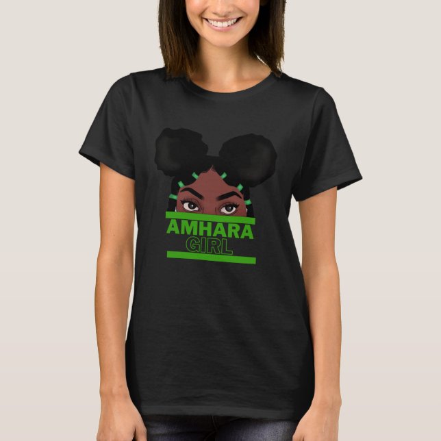 Amharisk flicka  Vacker etiopisk eritreansk rasta T Shirt (Framsida)