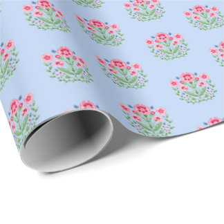 Amherst Blommönster på Blått  Presentpapper