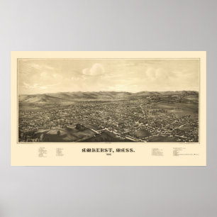 Amherst, MORSA Panoramic Karta - 1886 Poster