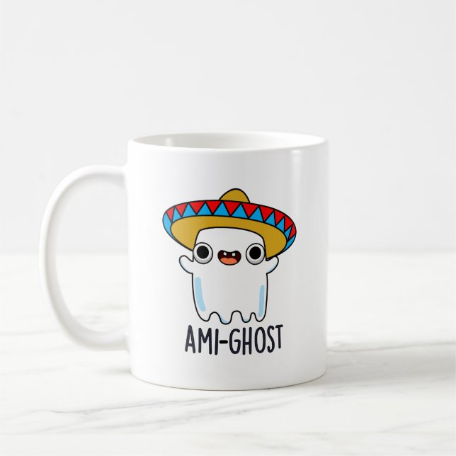 Ami-spökfunny Halloween Mexican Ghost Pun Kaffemugg (Vänster)