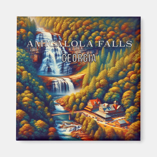 Amicalola Falls Georgia Souvenir Fridge Magnet (Framsidan)