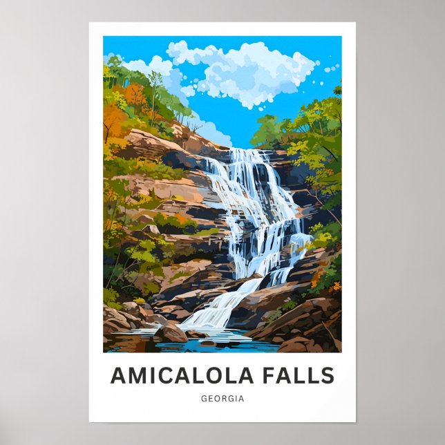 Amicalola Falls Georgia Travel Skriv ut Poster (Framsidan)