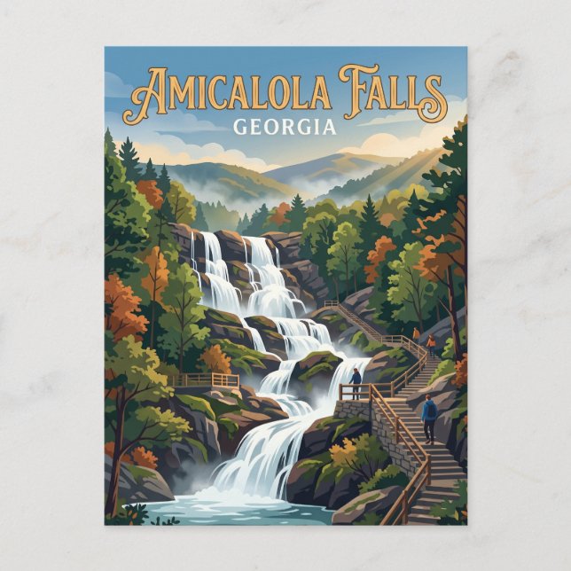 Amicalola Falls Georgia Vykort (Framsida)