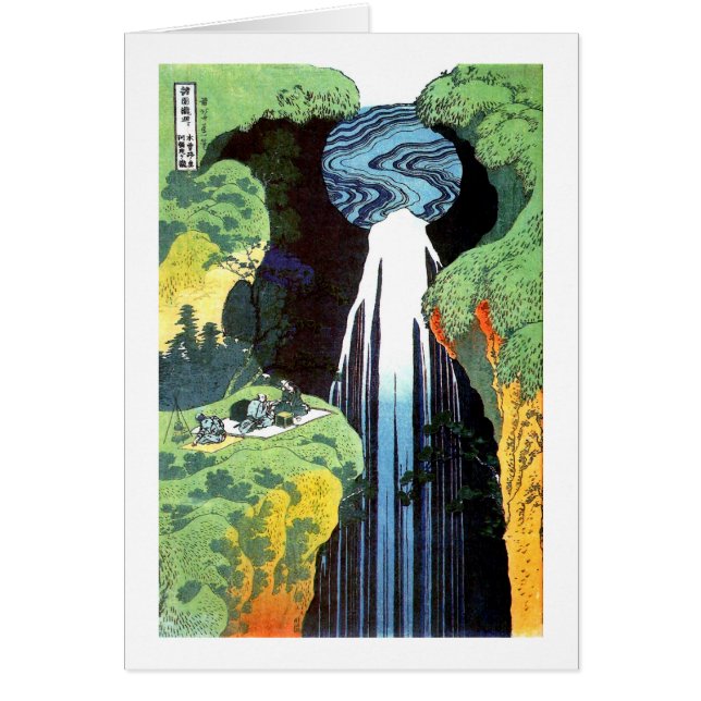 Amida Waterfall, japansk finkonst av Hokusai OBS Kort (Framsidan)