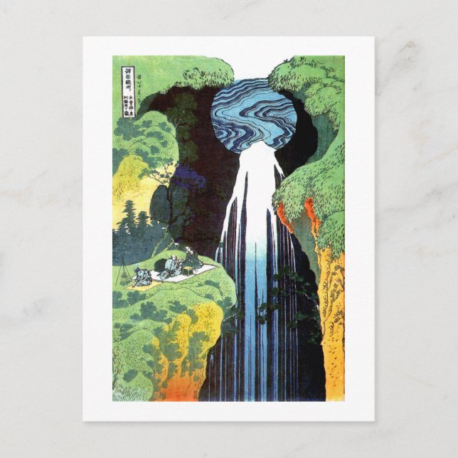 Amida Waterfall, japansk finkonst av Hokusai Vykort (Framsida)