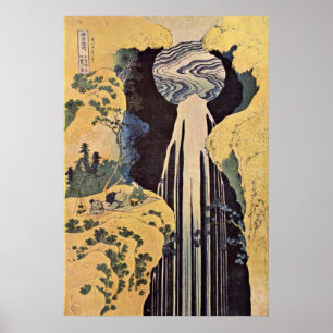 Amidas vattenfall av Katsushika Hokusai Poster