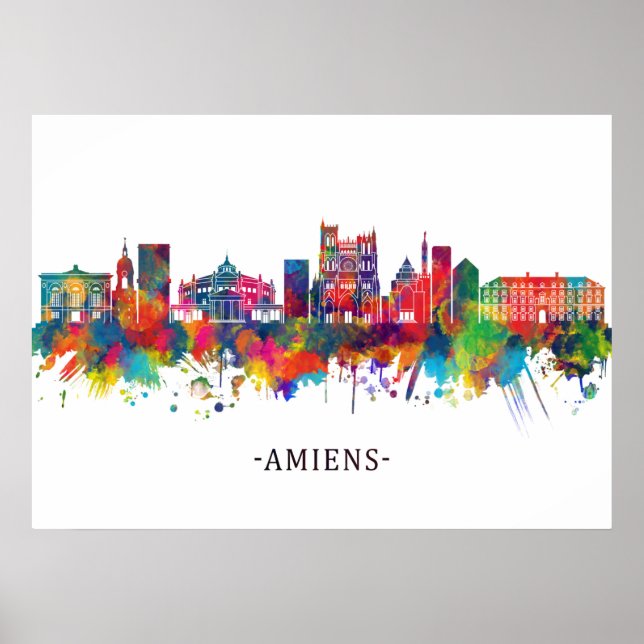 Amiens Frankrike Skyline Poster (Framsidan)