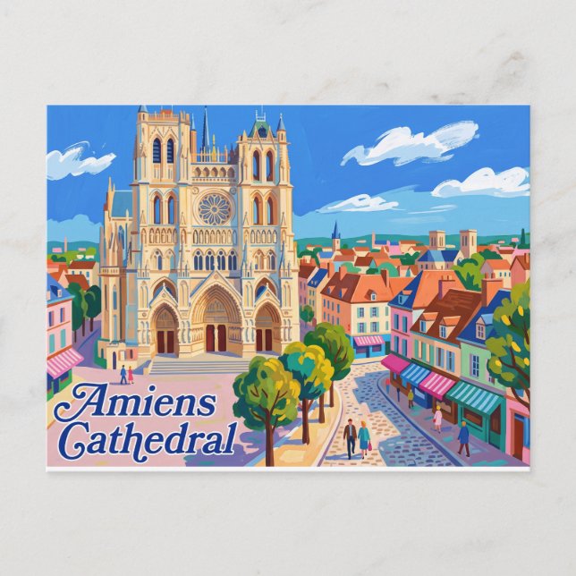 Amiens katedral Frankrike Vykort (Framsida)