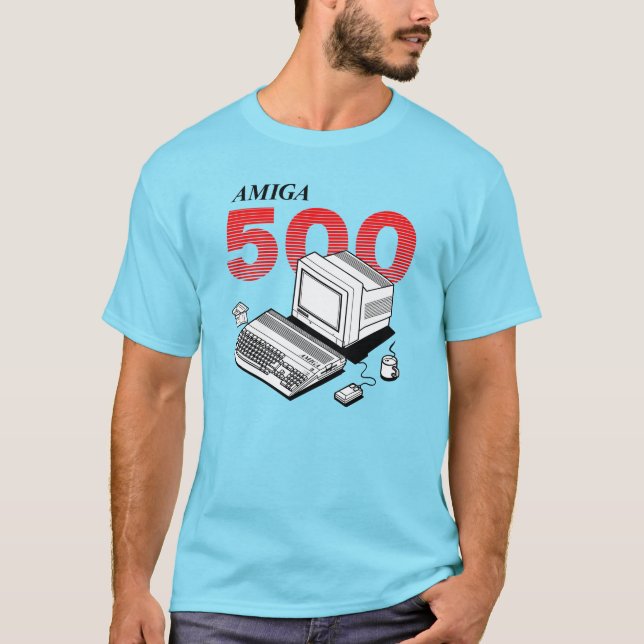 Amiga 500-dator - röd version t shirt (Framsida)