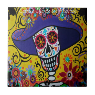 Amiga Catrina day of the dead Kakelplatta