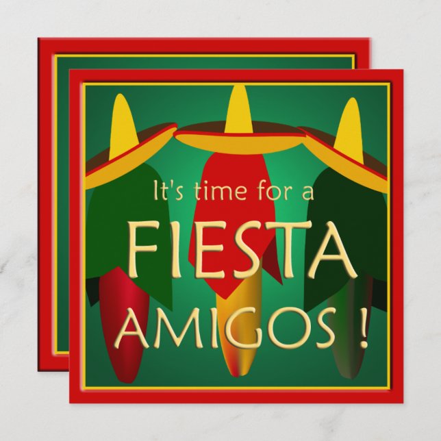 Amigos Fiesta Party-inbjudan Inbjudningar (Fram/baksida)