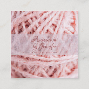 Amigurumi Garn Rosa Virkning Fyrkantigt Visitkort