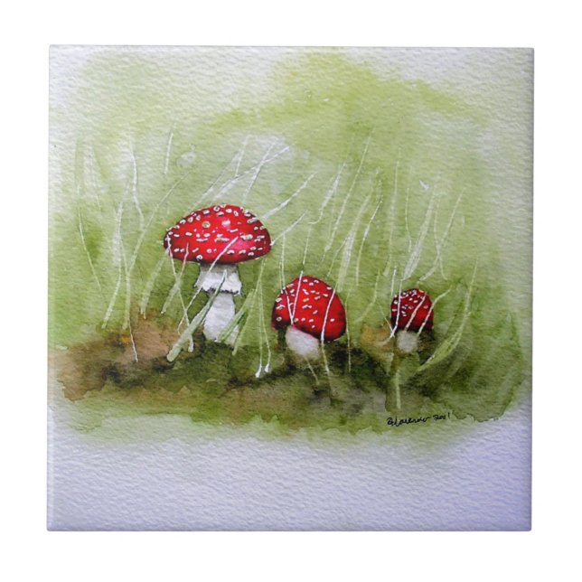 Aminita Muscaria mushroom Kakelplatta (Framsidan)