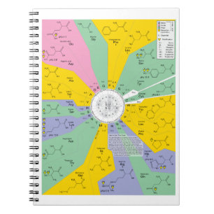 Amino syrliga rest för genetisk koddiagramvisning anteckningsbok med spiral