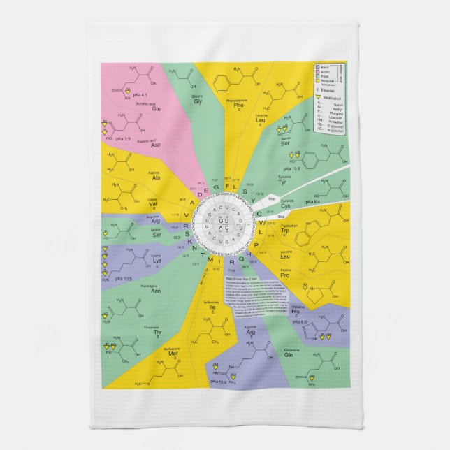 Amino syrliga rest för genetisk koddiagramvisning kökshandduk (Vertikal)