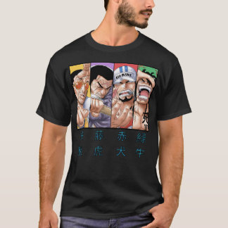 Amiral Akainu Kizaru Fujitora och Ryokugyu T Shirt