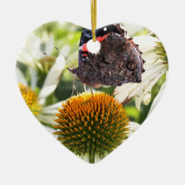 Amiral Butterfly på Flower Julgransprydnad Keramik