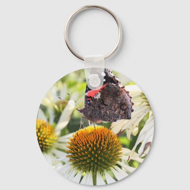 Amiral Butterfly på Flower Nyckelring (Framsida)