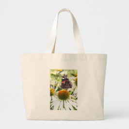Amiral fjäril på blomma jumbo tygkasse
