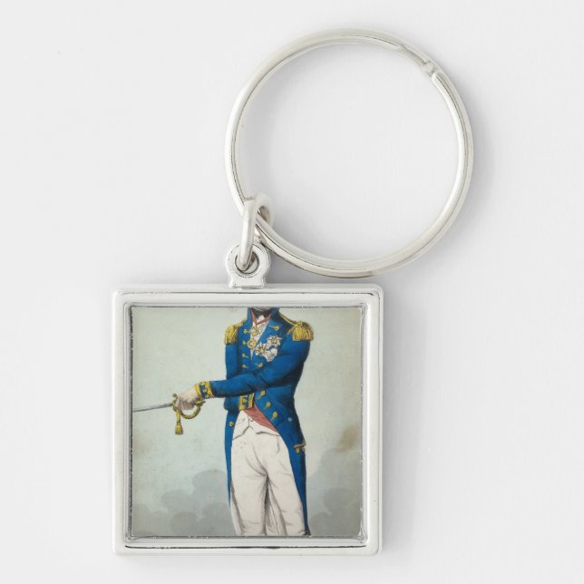 Amiral Horatio Nelson Fyrkantig Silverfärgad Nyckelring (Framsidan)