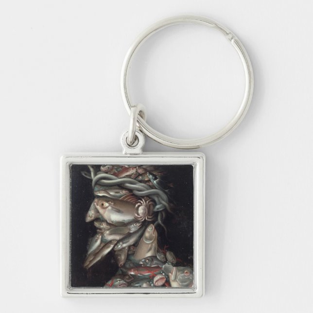 Amiralen Fyrkantig Silverfärgad Nyckelring (Framsidan)