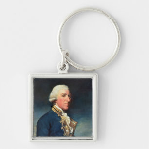 AmiralSamuel huva, 1st Viscount Huva 1784 Fyrkantig Silverfärgad Nyckelring