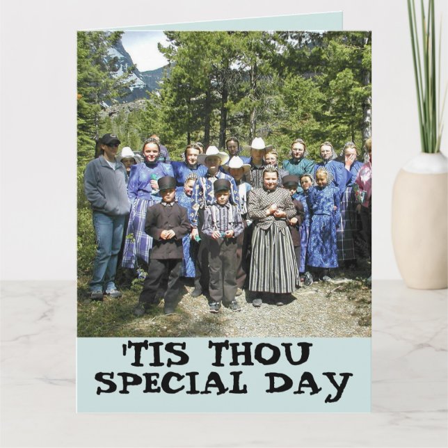 AMISH BIRTHDAY FUNNY HUMOR GREETING CARD KORT (Framsida)