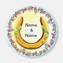 Amish Blue Flower Horseshoe Magnet