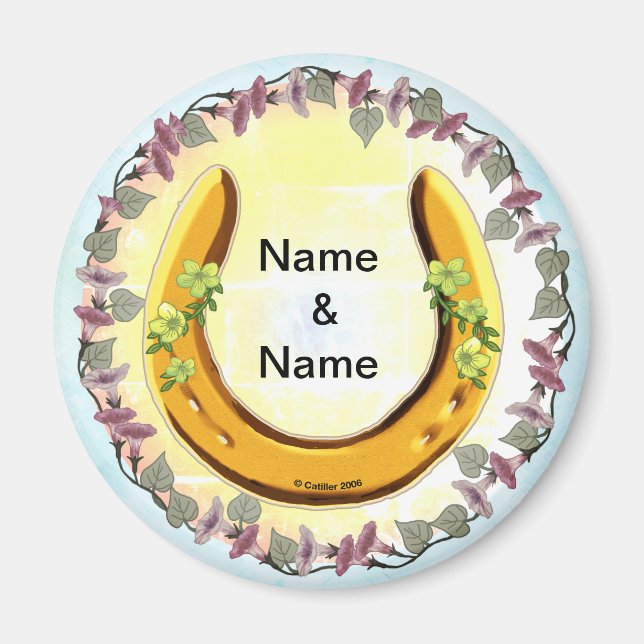 Amish Blue Flower Horseshoe Magnet (Framsidan)