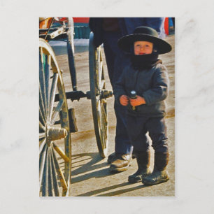 Amish Boy/Wagon Wheel-vykort Vykort