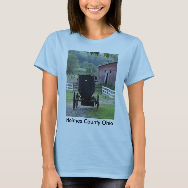Amish Buggie - Holmes Co OH, Holmes County Ohio T-shirt (Framsida)