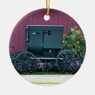 Amish Buggy-Barnyard Julgransprydnad Keramik