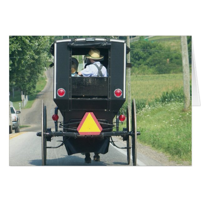 Amish Buggy Hälsningskort (Framsidan Horizontal)