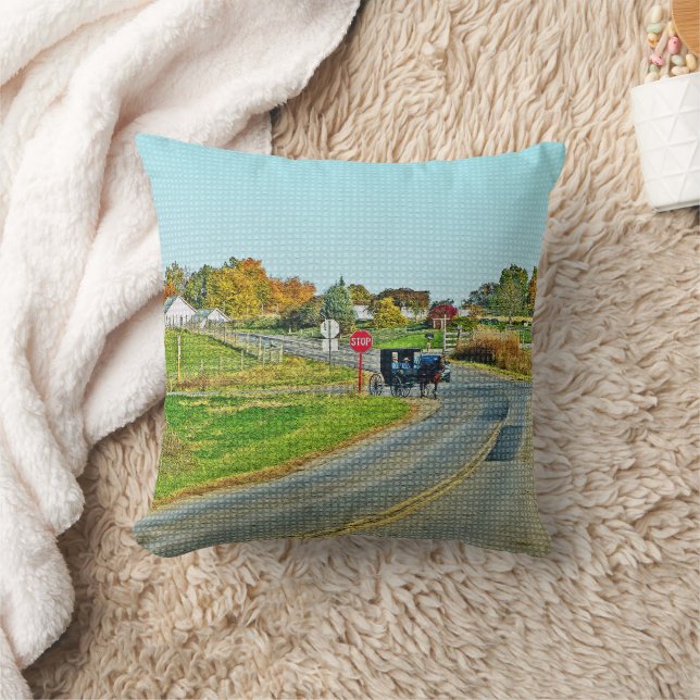 "AMISH BUGGY IN PEACEFUL LANTRYSIDE" KUDDE (Filt)