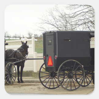 Amish Buggy "Parking Lot" Fyrkantigt Klistermärke
