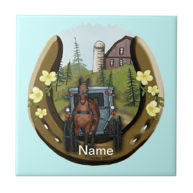 Amish Buggy Returnerar panel Kakelplatta (Framsidan)