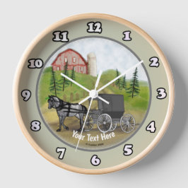Amish Buggy Returning Clock Rund Klocka