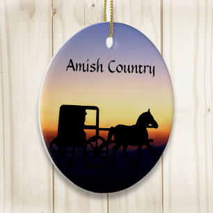 Amish Buggy Ride Julgransprydnad Keramik