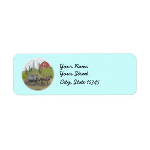 Amish Buggy Visiting-etiketter Returadress Etikett